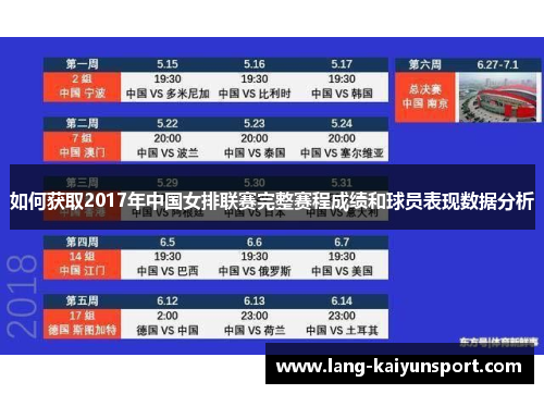 如何获取2017年中国女排联赛完整赛程成绩和球员表现数据分析 如何获取2017年中国女排联赛完整赛程成绩和球员表现数据分析